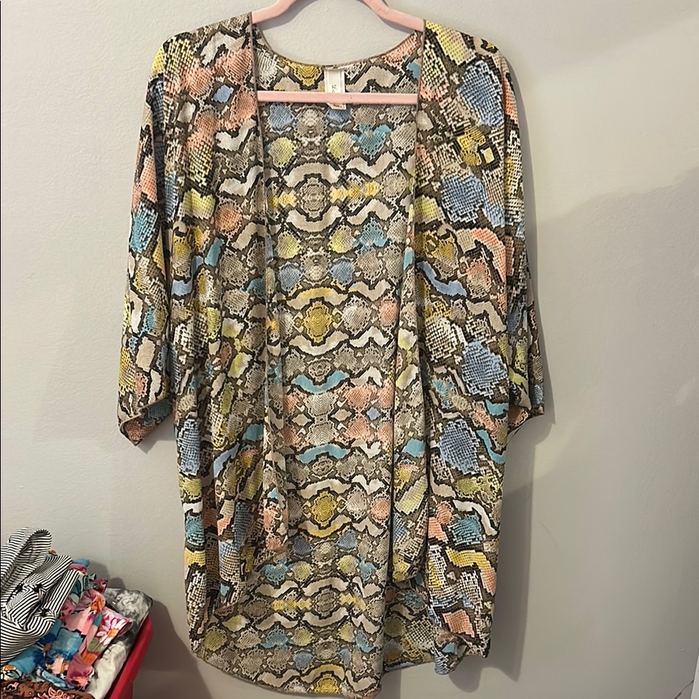 Multicolor Snake Print Kimono